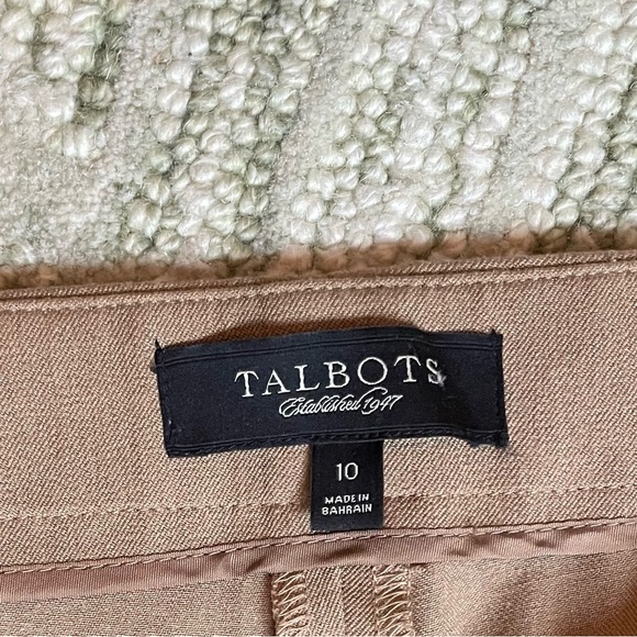 Talbots Camel Straight Leg Zip Side Hemmed Trousers Pants Slacks Office Neutral - Picture 5 of 11